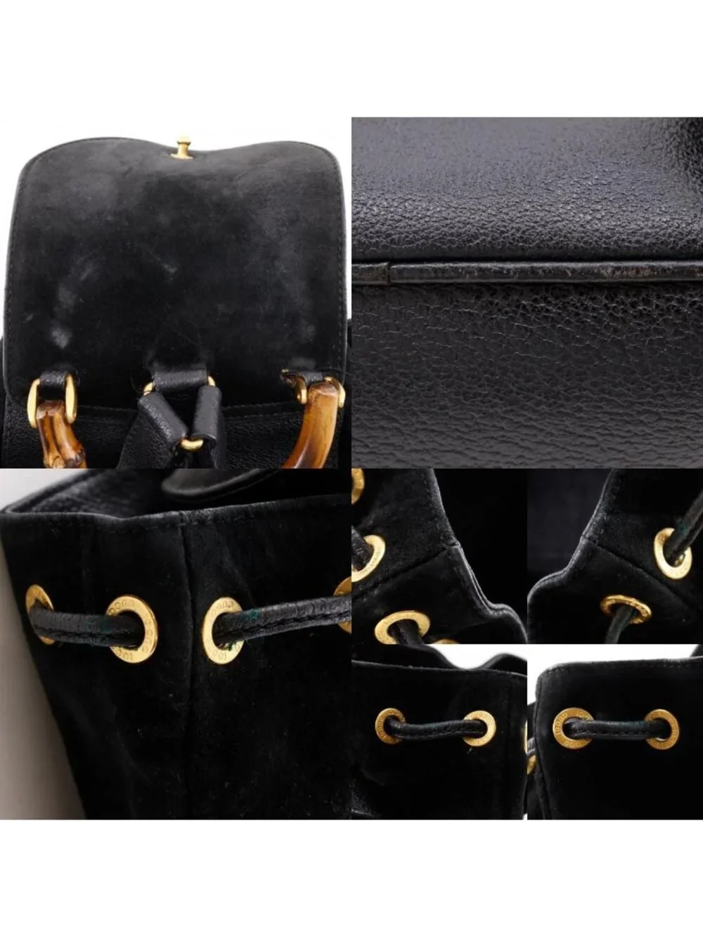 Gucci Bamboo Vintage Suede Black Backpack - Picture 8 of 10